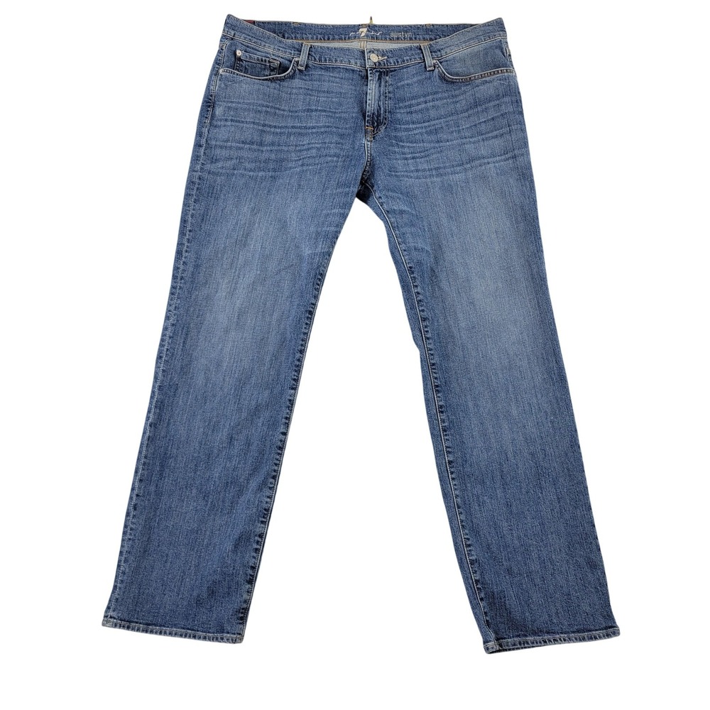 7 For All Mankind Austyn Jeans Mens 40x32 Blue Straight Stretch Denim Pants